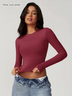 Women's Solid Round Neck Compression Sports Tee