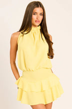 Black Textured Flippy Playsuit - Bernice