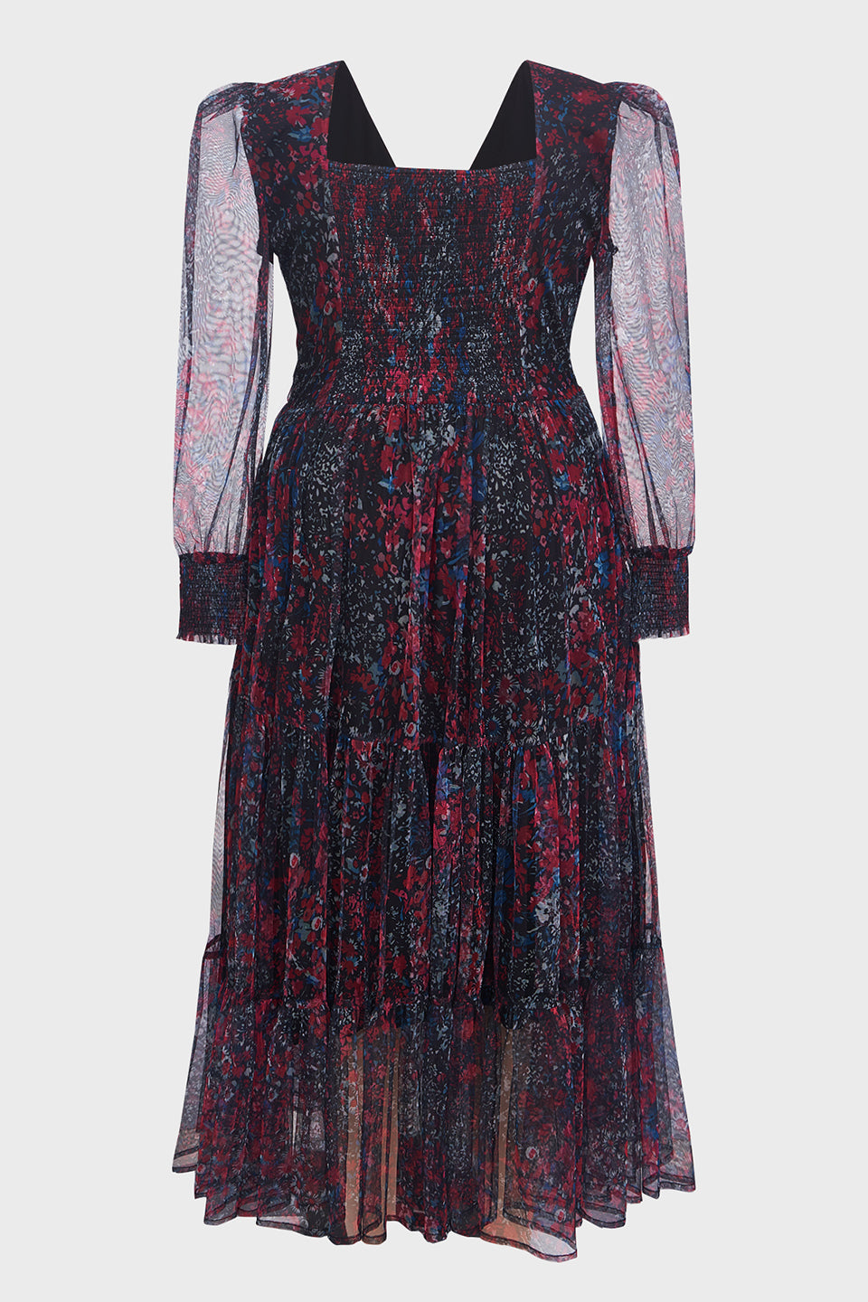 Curveins Plus Size V-Neck Floral Asymmetrical Hem Midi Dress