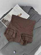 Women's High-Waisted Shapewear Panties, Layered Slimming Underwear, Striped Mesh Design, Breathable Sweat-Proof, Plus Size, All Seasons