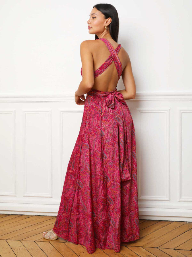Robe longue multi-portés à imprimé cachemire
