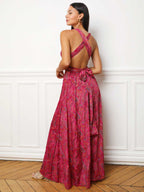 Robe longue multi-portés à imprimé cachemire