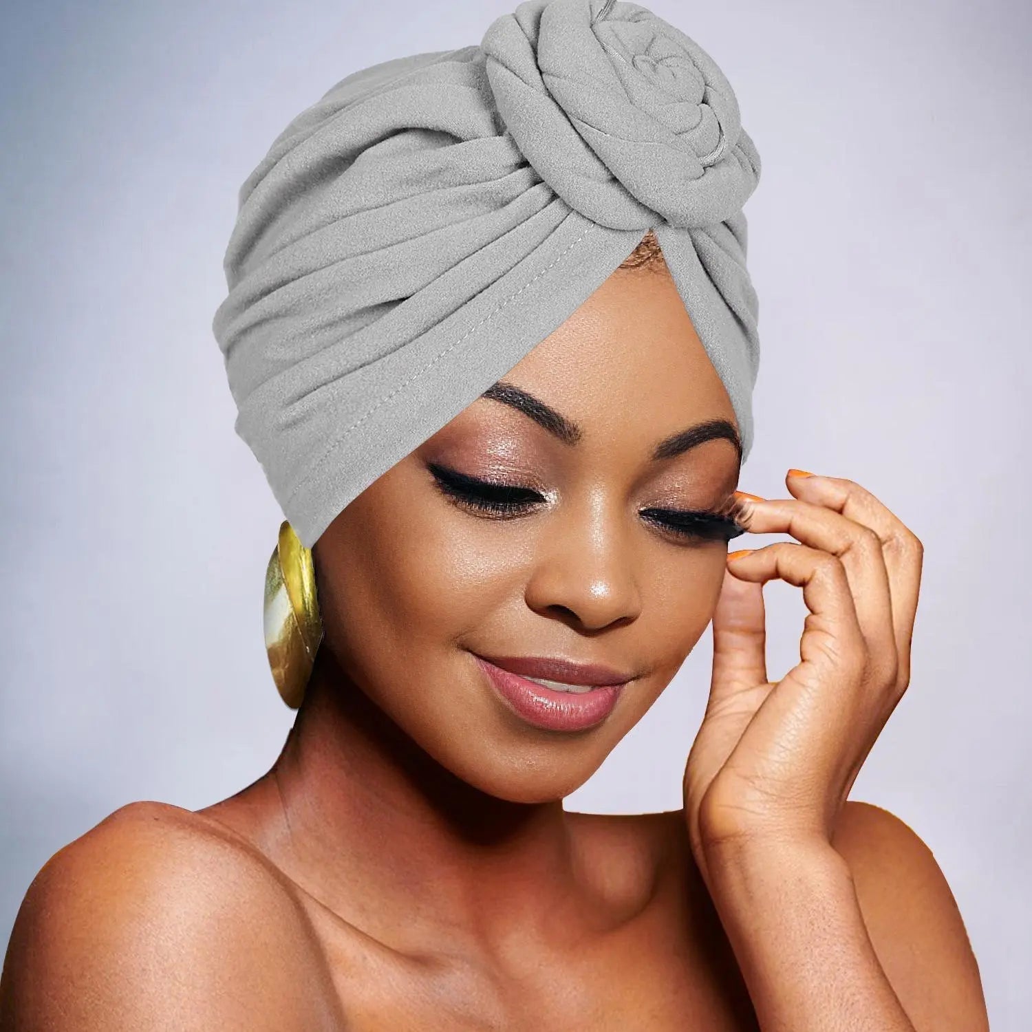 Women's Elegant Solid Color Flower Decor Turban Hat, Casual Trendy Head Wrap, Fashionable Clothes Accessories for Daily Use