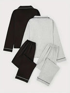 Women's Lapel Cardigan Set, Casual Loose-Fitting Long Sleeve Knitwear, Fall & Winter Home Wear, 2-Piece