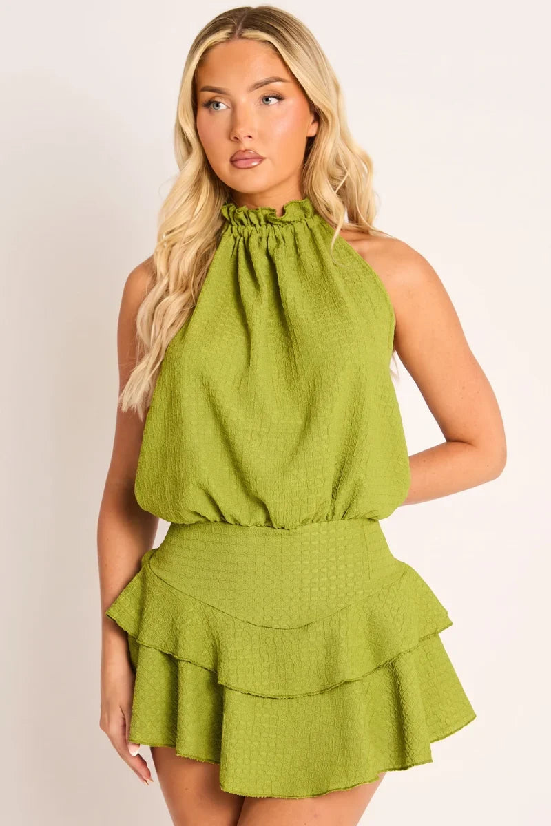 Black Textured Flippy Playsuit - Bernice