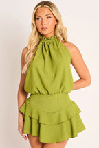 Black Textured Flippy Playsuit - Bernice