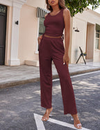 Women's 3 Piece Lounge Set Pajama Long Sleeve Cardigan Sleeveless Top Pants Sweatsuit