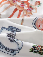 Women's Christmas Pajama Set, Lapel Button Long Sleeve Top & Loose Comfortable Pants, Casual All-Over Print Sleepwear