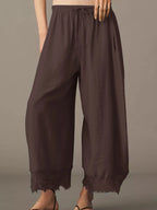 Women's Casual Pocket Elastic Waist Long Pants