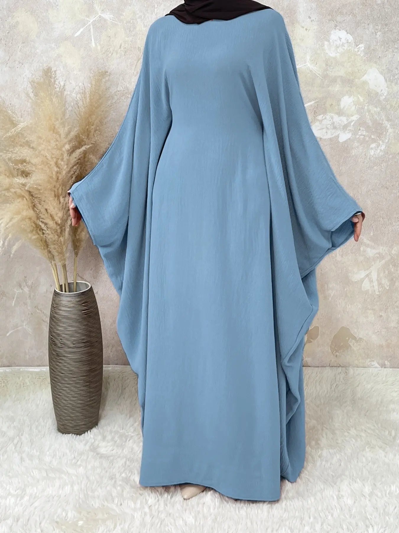 [Plus Size] Women's Solid Color Abaya, Modest Round Neck Long Sleeve Dress for Daily Wear, Ladies Islamic Clothing for All Seasons