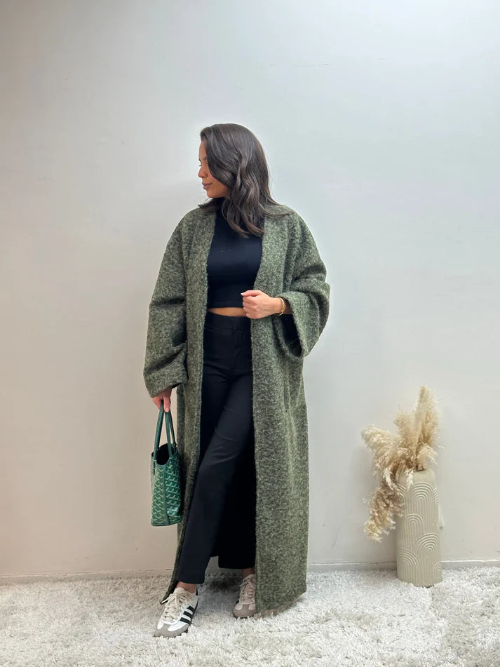 Oversized Coat Straight Fit with Two Pockets for Women