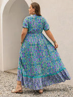 Plus Size Short-Sleeve Floral Print Dress