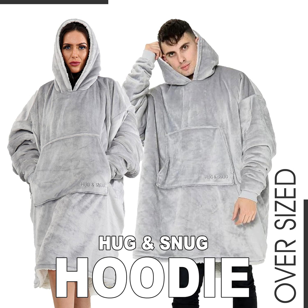 Oversized Hoodie Blanket Men Women, Ultra Soft Sherpa Fleece Warm Cosy Wearable Throw Sweatshirt Snuggle Oodies for Adults Teens with Big Pocket