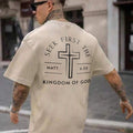 Seek First The Kingdom Of God Printed Oversize Washed T-Shirt