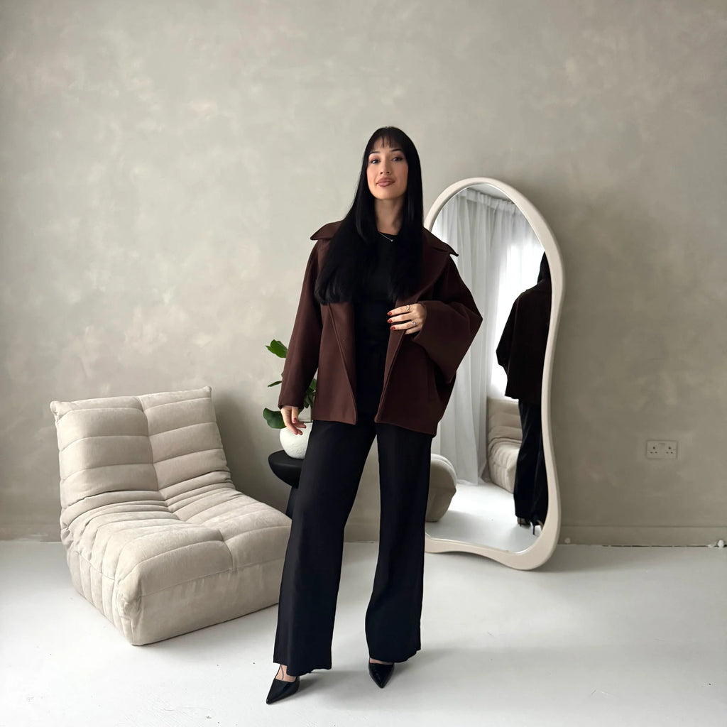 Ladies Collar Batwing Pocket Lined Jacket