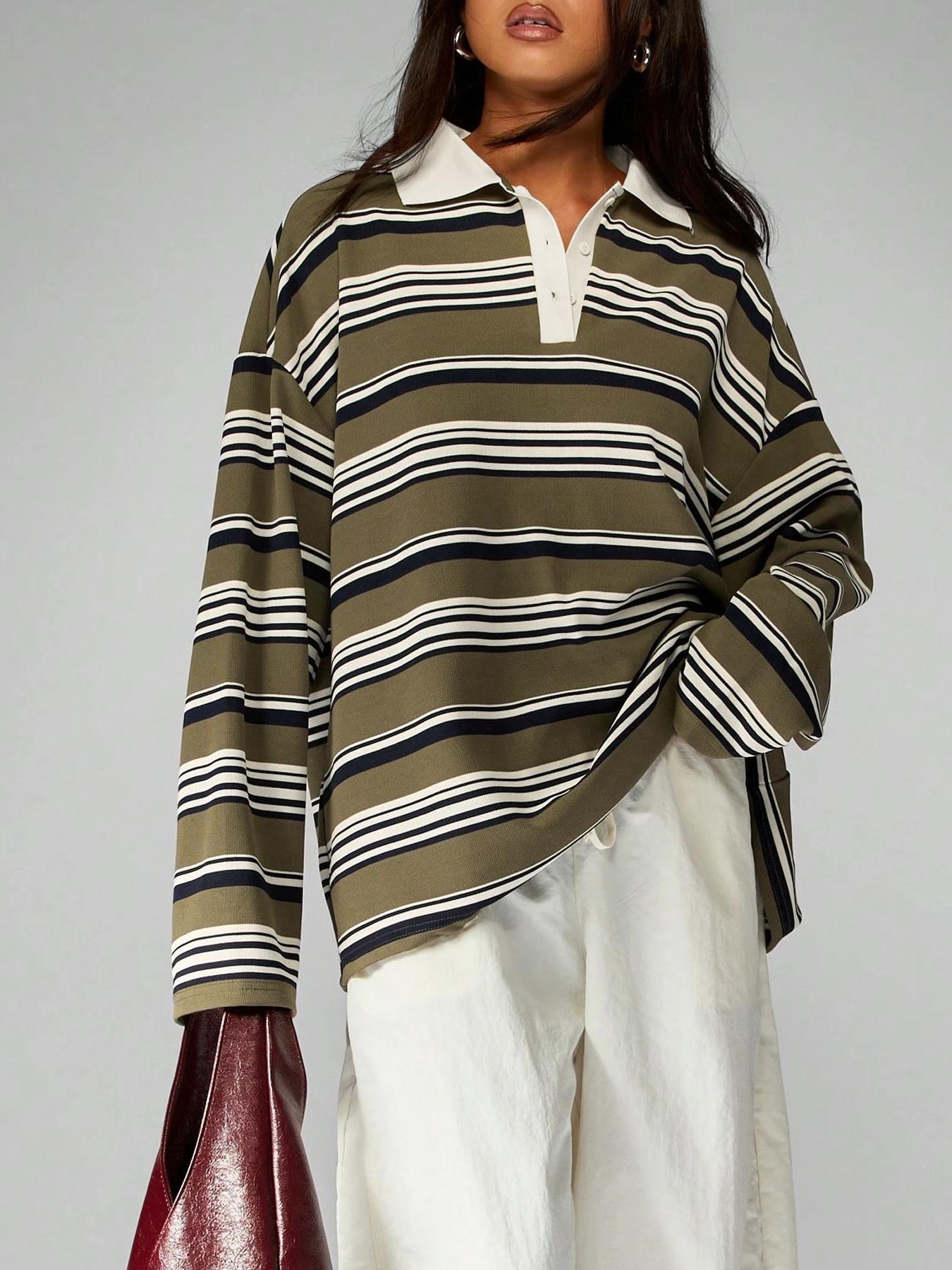 Vintage Striped Collared T-Shirt