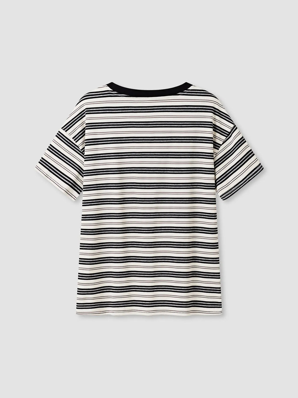 Women's Classic Casual Striped Long Sleeve Spring Fall Round Neck Fitted Top