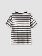 Women's Classic Casual Striped Long Sleeve Spring Fall Round Neck Fitted Top