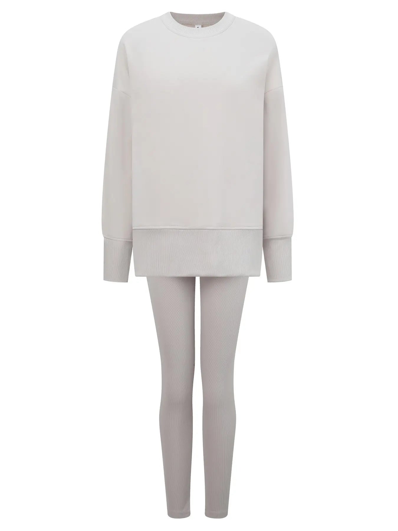 Women's Solid Drop Shoulder Split Hem Sweatshirt & Pants Two-piece Set