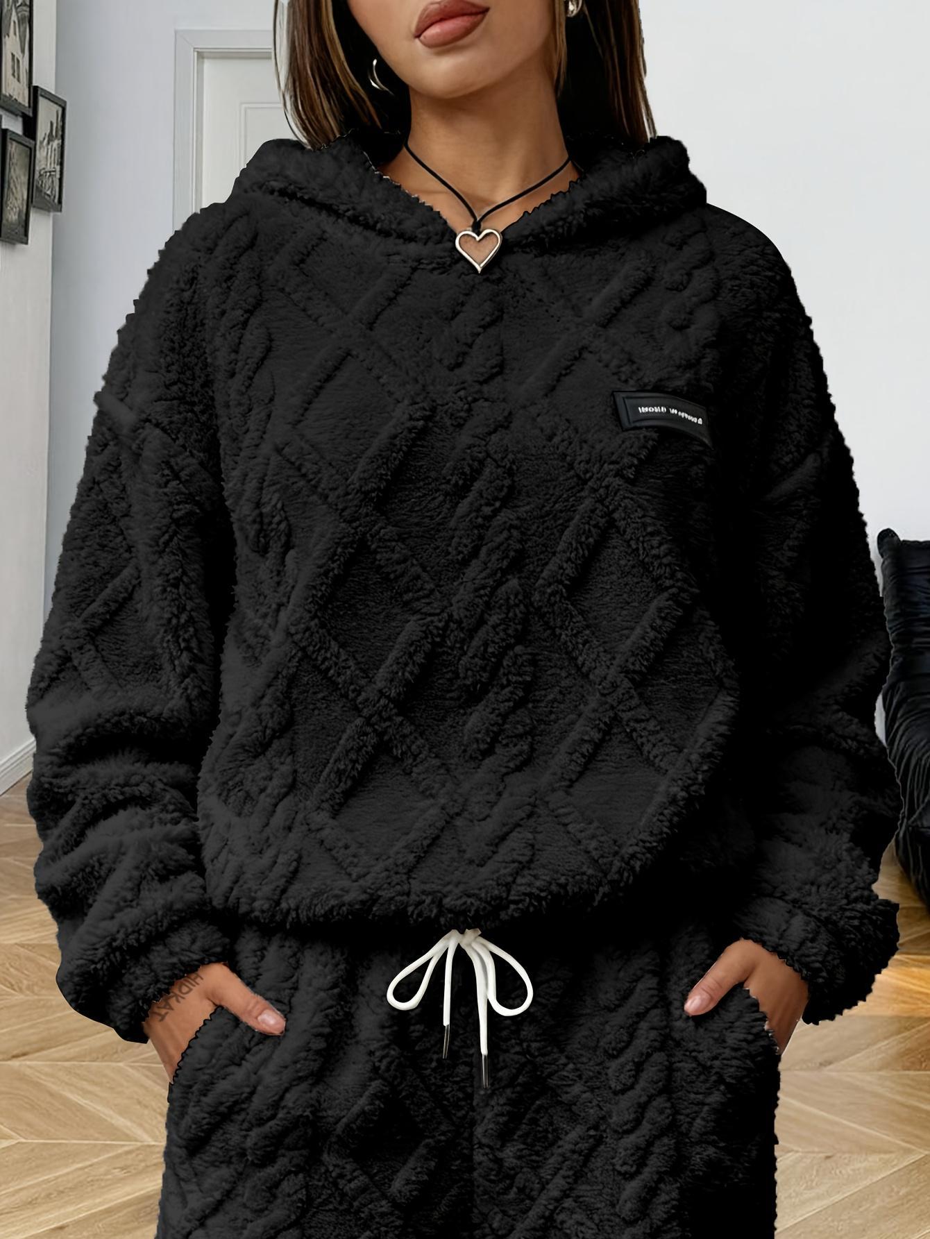 Women’s Minimalist Solid Long-Sleeve Nylon Hooded Sweatshirt