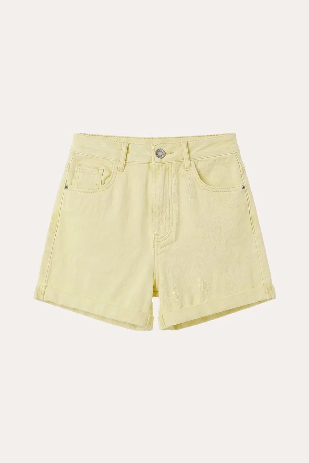 Women's stretch high-waisted rolled-up denim shorts