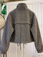 Women's Fashion Retro Plaid Stand Collar Short Coat