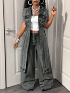 Women's Sleeveless Denim Jacket Jean Vest