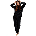 Womens Soft Fleece Hooded PJs Pyjama Bottoms Top Loungewear Set
