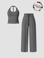 Women's Quick-Dry Sports Tank Top, Casual High-Waisted Bell Bottoms