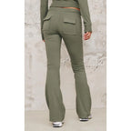 Sea green zip-up slim-fit sportswear set, two-piece set including top and trousers.