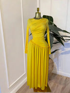 Women's Long Sleeve O-Neck Big Swing Maxi Dress