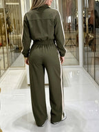 Women's Two-Piece Set, Summer Matching Sets, Short Zipper Jacket and High Waist Pants