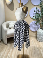 Women's Sleeveless Knit Tank Top and Asymmetrical Skirt Set