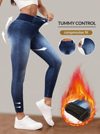 Women's High-Waisted Compression Denim Long Pants