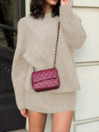 Autumn Winter Women's Stylish Commuter Two-Piece Set, Casual Elegance with Knitted Top and Skirt, Perfect for Fashionable Outings, Womenswear