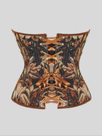Women's Floral Print Shapewear Tops, Fashionable Lace Up Closure Corset, Tummy Control Shaper for Women, Adjustable Body Shaper