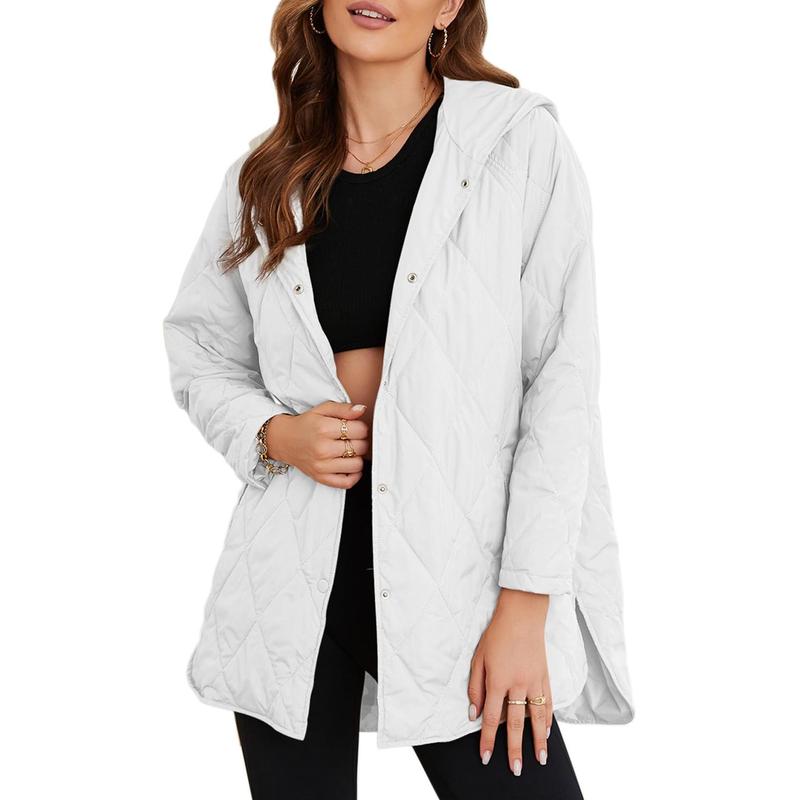 Puffer Jacket for Women,Lightweight Long Sleeve Button Hoodies Outerwear,Oversized Basic Casual Comfort Coats Tops,2025 Womenswear Fall Winter Outfits