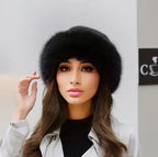 Elegant women's winter hat, thick and warm plush Mongolian hat with ear protection, elastic fit & soft faux fur trim, lightweight warmth for cold weather, outdoor activities.