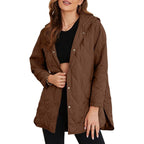 Puffer Jacket for Women,Lightweight Long Sleeve Button Hoodies Outerwear,Oversized Basic Casual Comfort Coats Tops,2025 Womenswear Fall Winter Outfits