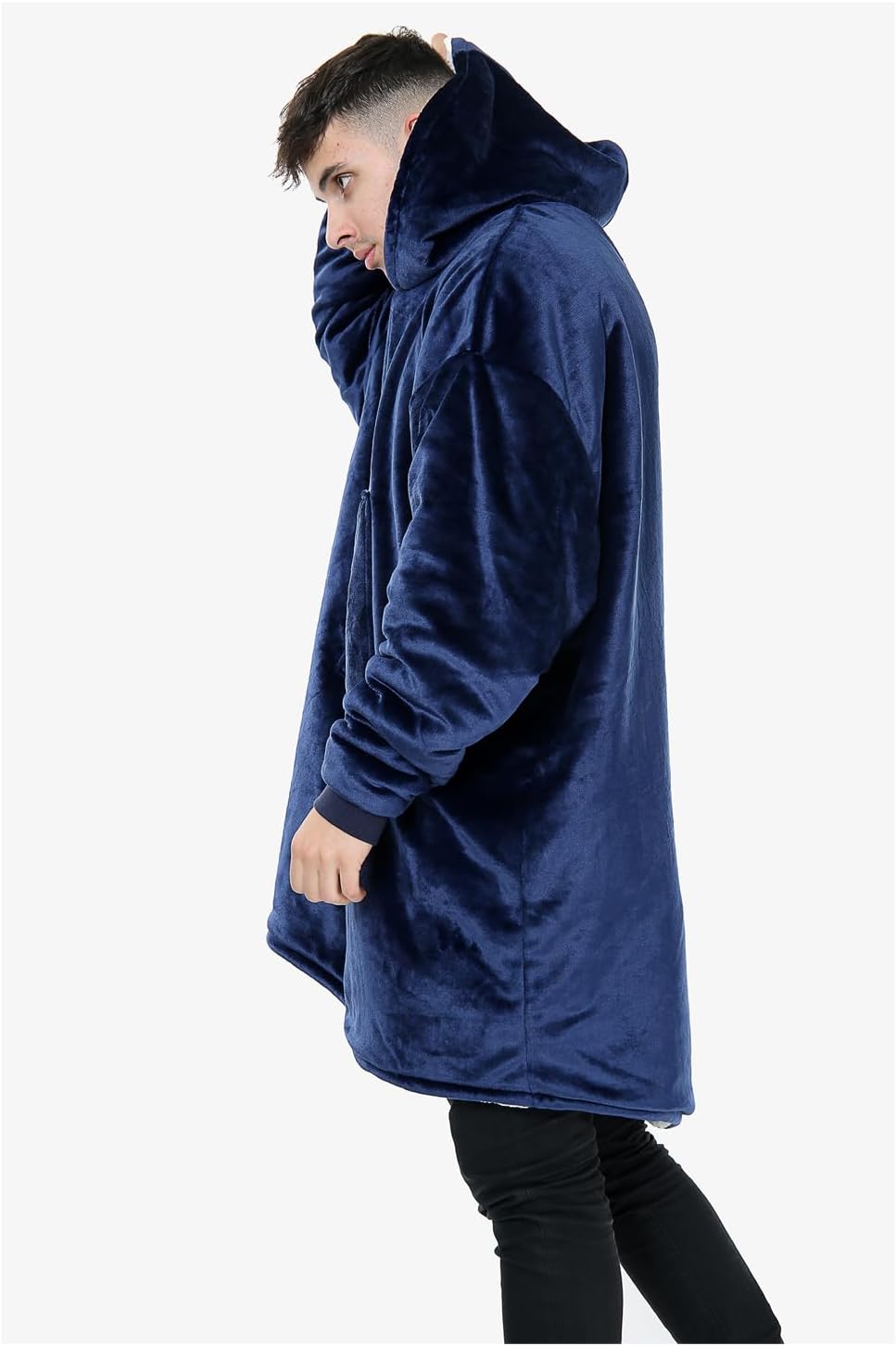 Oversized Hoodie Blanket Men Women, Ultra Soft Sherpa Fleece Warm Cosy Wearable Throw Sweatshirt Snuggle Oodies for Adults Teens with Big Pocket