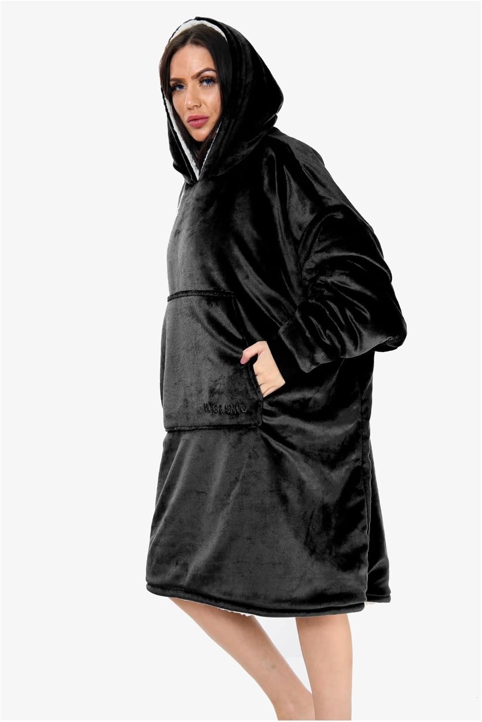 Oversized Hoodie Blanket Men Women, Ultra Soft Sherpa Fleece Warm Cosy Wearable Throw Sweatshirt Snuggle Oodies for Adults Teens with Big Pocket