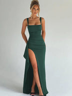 Women's Plain Split Thigh Backless Dress, Elegant Sexy Sleeveless Dress for Party Club Dating Wear, Ladies Clothes for All Seasons, Floor Length Slip Dress
