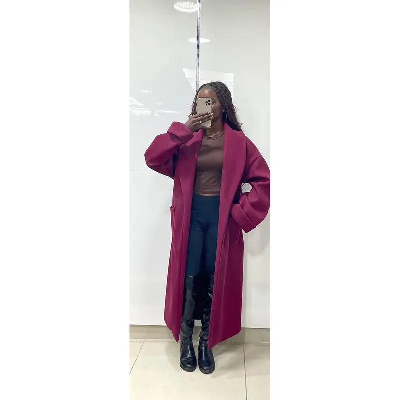 Wool trench coat with belt