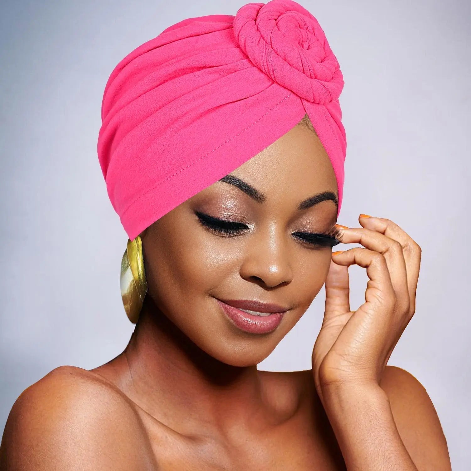 Women's Elegant Solid Color Flower Decor Turban Hat, Casual Trendy Head Wrap, Fashionable Clothes Accessories for Daily Use