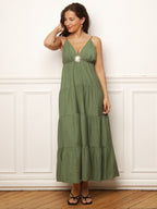Robe longue à bijou et grands volants