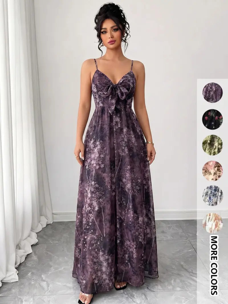 Women's floral print camisole dress, casual boho A-line dress for beach and vacation, women's summer dress