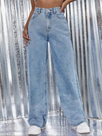 Women's Vintage Style Loose Fit Straight Leg Jeans, Casual Fitted Denim Jeans for Fall & Winter, Classic Boyfriend Look