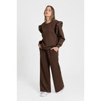 Women's tracksuit with ruffled top and trousers