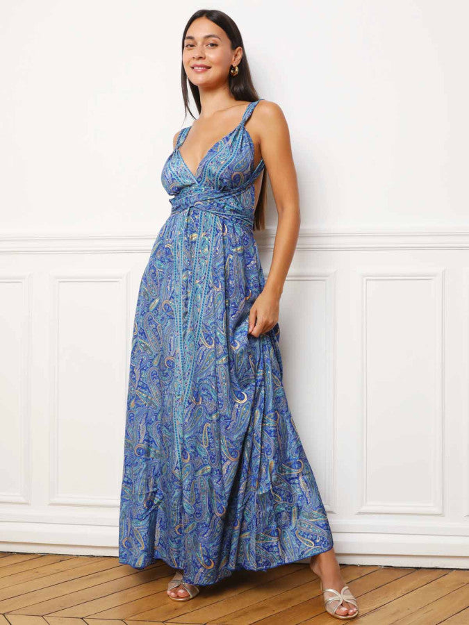 Robe longue multi-portés à imprimé cachemire