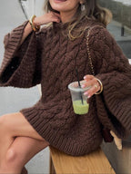Women's Casual Loose-Fit Sweater, Round Neck Long Sleeve Knitted Top, Fall & Winter Fashion, Daily Wear, Plain Color Knitwear